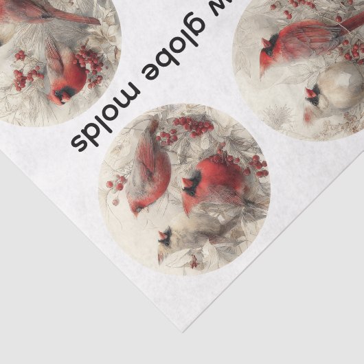 Decoupage 3" Snow Globe Moulds Cardinals Winter Seidenpapier (Ausschnitt)