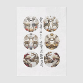 Decoupage 3" Snow Globe Moulds Floral Deer & Santa Seidenpapier