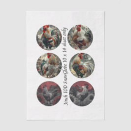 Decoupage 3" Snow Globe Moulds Roosters Red Barn Seidenpapier