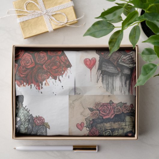 Decoupage 4 Designs Romantische Frankenstein & Ehe Seidenpapier (Geschenk)