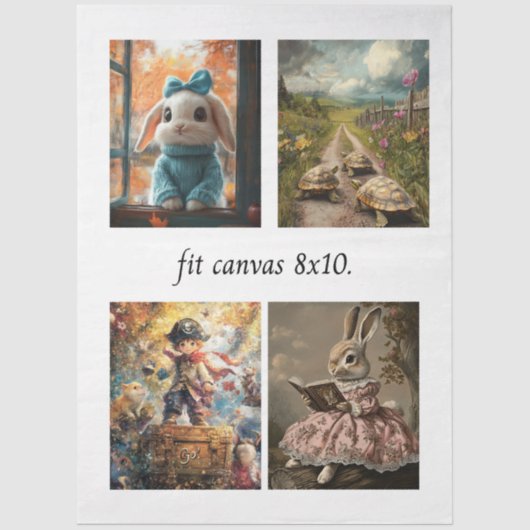 Decoupage 4 Storybook Papers for 8 x 10 Canvas Seidenpapier (Vorderseite)