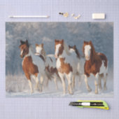 Decoupage 5 Pinto Galloping Schnee bedeckt Feld Seidenpapier (Handwerk)