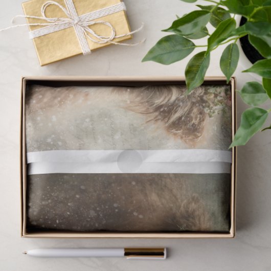 Decoupage 5x7 Highland Calves Winter Scene Seidenpapier (Geschenk)