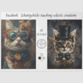 Decoupage A3 Scrapbook Paper Steampunk Cats  Seidenpapier (Vorderseite)