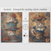 Decoupage A3 Whimsical Cat in Hats  Seidenpapier (Vorderseite)