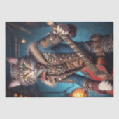 Decoupage - A steampunk cat & gitarre - Seidenpapier (Vorderseite)