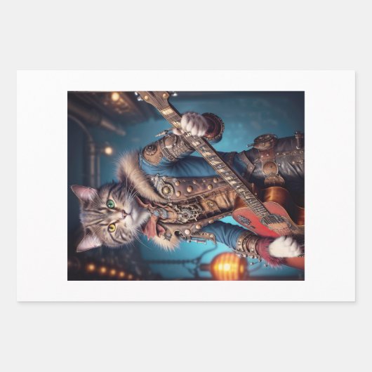 Decoupage - A steampunk cat & guitar - Geschenkpapier Set (Vorderseite 2)