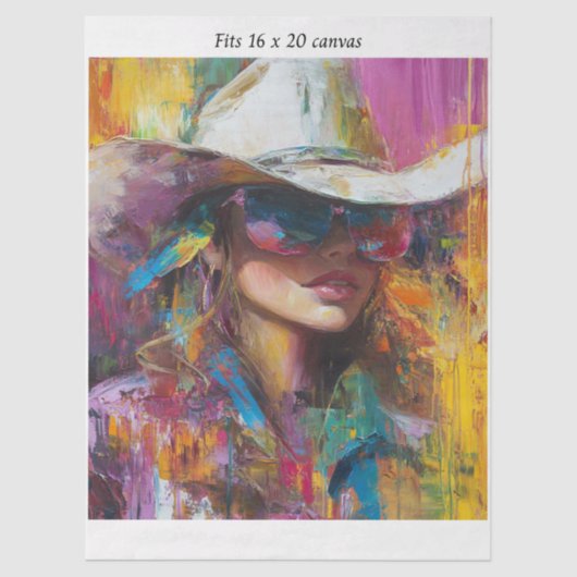 Decoupage Abstract Cowgirl 16x20 Canvas Seidenpapier (Vorderseite)