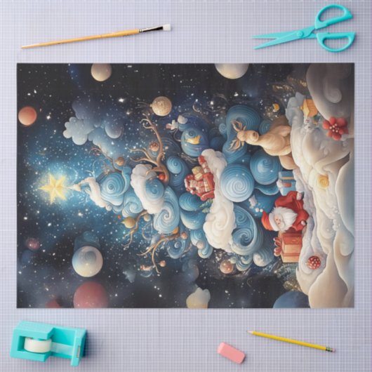 Decoupage Abstrakt Blue White Christmas Tree Seidenpapier (Basteln)