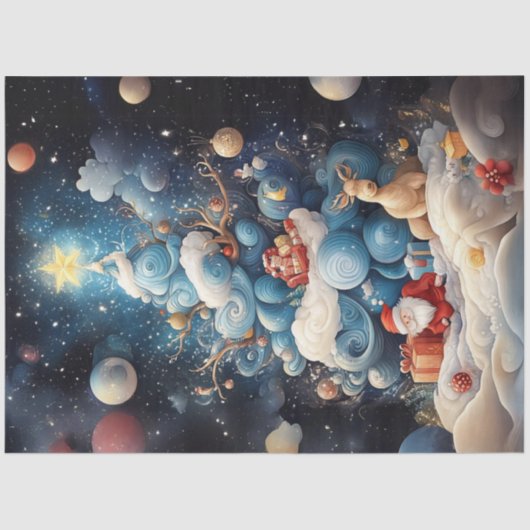 Decoupage Abstrakt Blue White Christmas Tree Seidenpapier (Vorderseite)