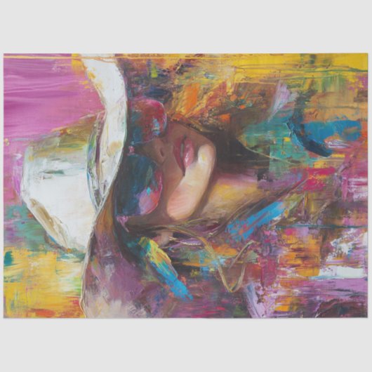 Decoupage Abstrakt Cowgirl kühne Farben Seidenpapier (Vorderseite)