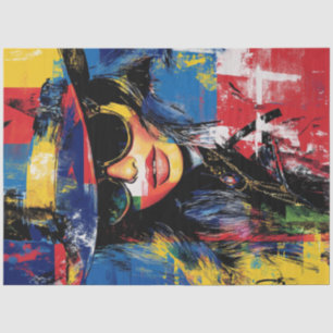 Decoupage Abstrakt Deko Woman Art Piece Seidenpapier