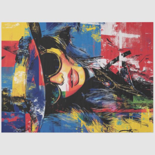 Decoupage Abstrakt Deko Woman Art Piece Seidenpapier (Vorderseite)