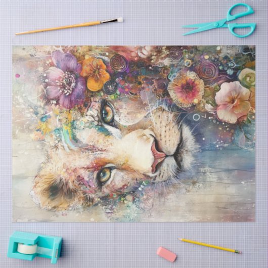 Decoupage Abstrakt Lions Face Artistic Element Seidenpapier (Basteln)