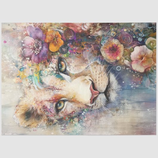 Decoupage Abstrakt Lions Face Artistic Element Seidenpapier (Vorderseite)