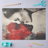 Decoupage Abstrakt Valentine Heart Couple Seidenpapier (Basteln)