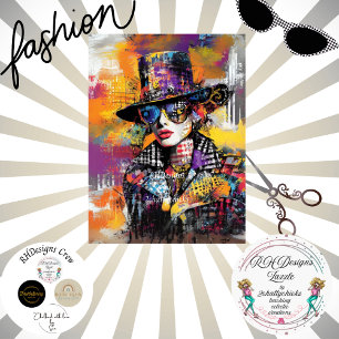 Decoupage Abstrakte Lady Dressed Vibrannthues Seidenpapier