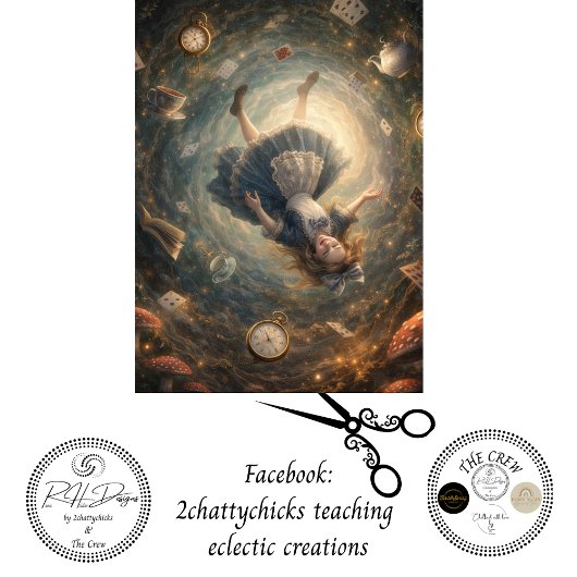 Decoupage Adventurous Fall Into Rabbit Hole Seidenpapier