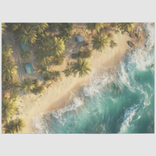 Decoupage Aerial Foto Hawaiian Beach Palm Bäume Seidenpapier