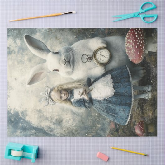 Decoupage Alice Wonderland & Rabbit Mairytale Seidenpapier (Basteln)