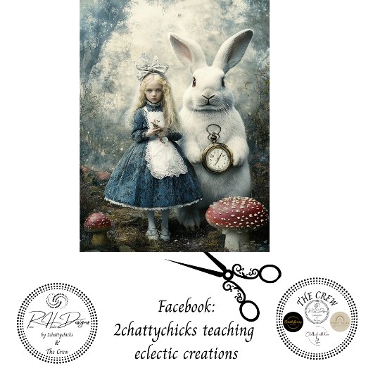 Decoupage Alice Wonderland & Rabbit Mairytale Seidenpapier
