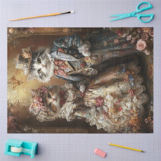 Decoupage Anthropomorphe Viktorianische Katzen Seidenpapier (Basteln)