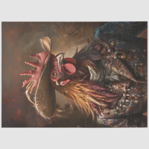 Decoupage Anthropomorpher Rooster Western Hat Seidenpapier