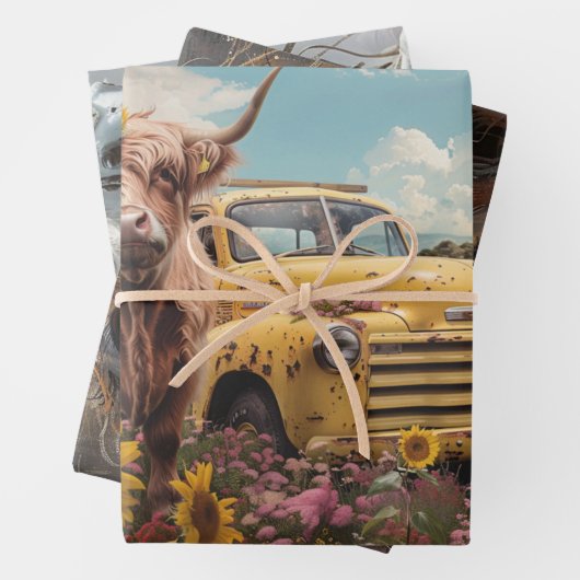 Decoupage Apokalypse Dackel Highland Cow Geschenkpapier Set (Beispiel)