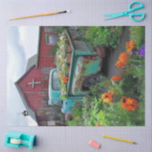 Decoupage Aquamarin LKW beladen mit Blume Roter St Seidenpapier (Basteln)