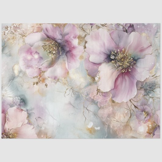 Decoupage Artistic Floral Design Delikate Blume Seidenpapier (Vorderseite)