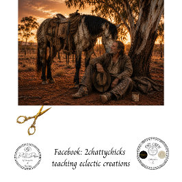 Découpage Australischer Reiter und sein ruhendes P Seidenpapier