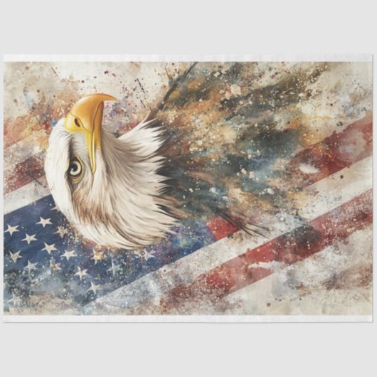 Decoupage Bald Eagle American Flag Prix Seidenpapier (Vorderseite)