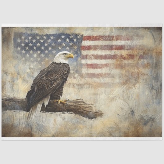 Decoupage Bald Eagle und American Flag Seidenpapier (Vorderseite)