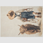 Decoupage Bauer Boy Highland Calf Seidenpapier (Vorderseite)