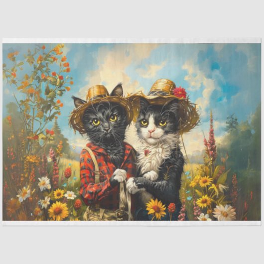 Decoupage Bauer & Mrs Cat Rusty und Daisy Seidenpapier (Vorderseite)