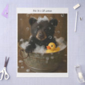 Decoupage Bear Cub Bubble Bath 16x20 Canvas Seidenpapier (Basteln)
