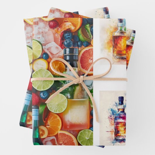 Decoupage Beverage Background Liquor Flaschen Geschenkpapier Set (Beispiel)