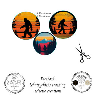 Decoupage Bigfoot Bold Orange Black 12 & 10 Inch  Seidenpapier