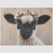 Decoupage Black Face Lamb Floral Crown Seidenpapier (Vorderseite)