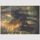 Decoupage Black Unicorn Golden Wings Forest Seidenpapier (Vorderseite)