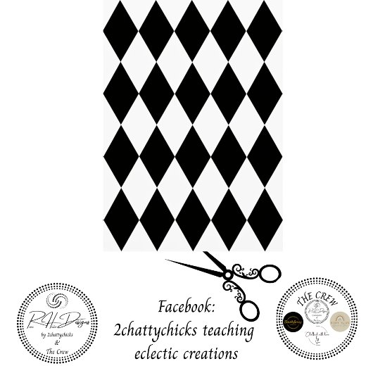 Decoupage Black White Harlequin Diamond Pattern Seidenpapier