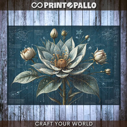 Decoupage - Blaupause einer Blume- Seidenpapier
