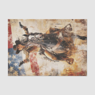 Decoupage Blonde Gunslinger auf der amerikanischen Seidenpapier