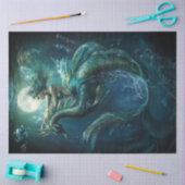 Decoupage Blue Mermaid auf Sea Dragon Bubbles Seidenpapier (Basteln)