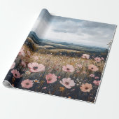 Decoupage Blush Pink Wildblumen Landschaft Geschenkpapier (Ungerollt)
