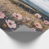 Decoupage Blush Pink Wildblumen Landschaft Geschenkpapier (Ecke)