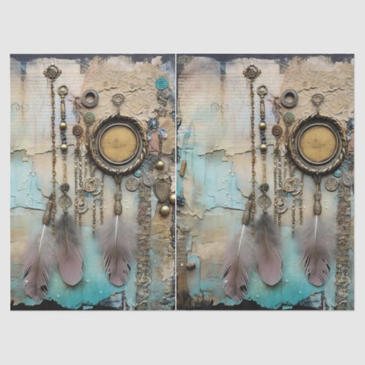 Decoupage BoHo Dreamcatcher Feathers Seidenpapier (Vorderseite)