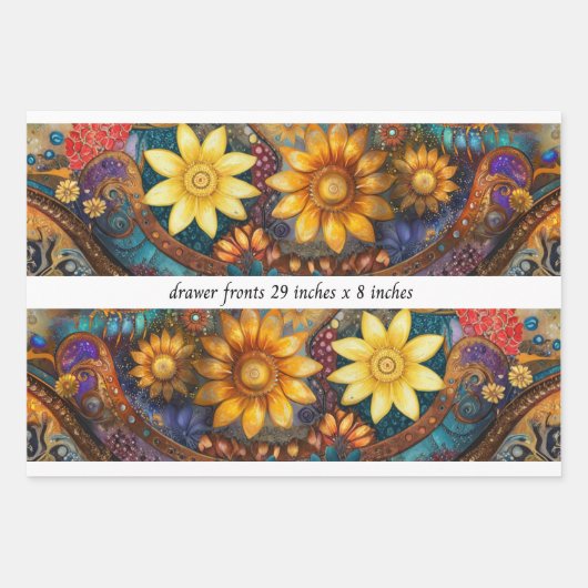 Decoupage Boho Floral Drawer Fronts 29x8" Geschenkpapier Set (Vorderseite 2)
