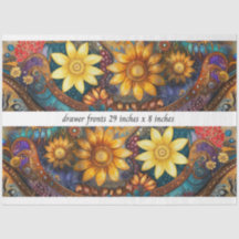 Decoupage Boho Floral Drawer Fronts 29x8"