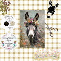 Decoupage Bold Donkey Floral Crown Farm